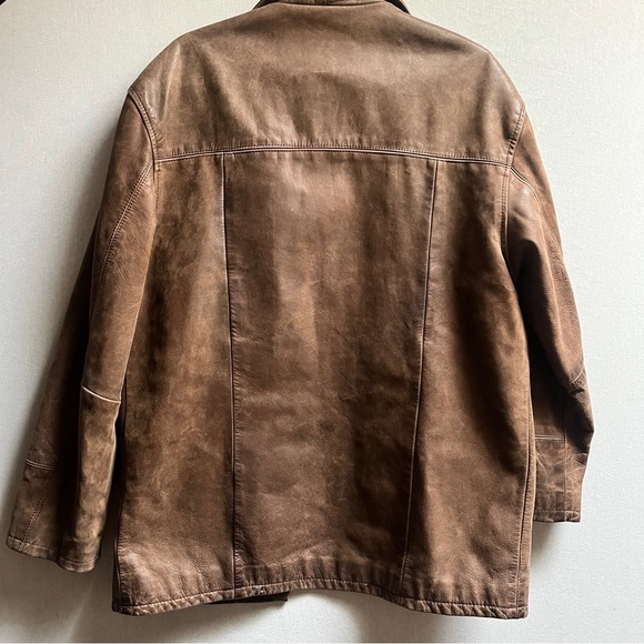 Vintage MIX leather ranch oversized jacket Sz L - Picture 3 of 14